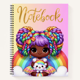 Mooie notitieboek/ Schattig regenboog chibi meisje Notitieboek