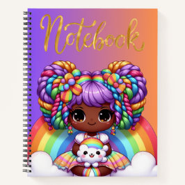 Mooie notitieboek/ Schattig regenboog chibi meisje Notitieboek