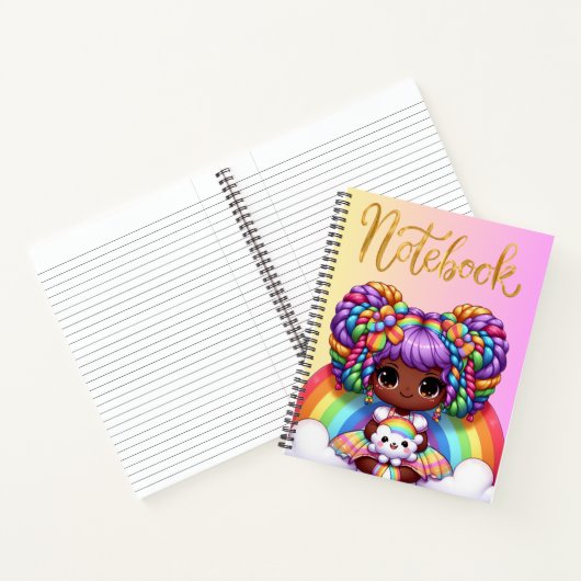 Mooie notitieboek/ Schattige regenboog chibi-meisj Notitieboek (Binnen)