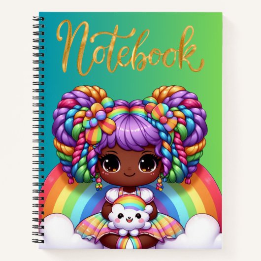 Mooie notitieboek/ Schattige regenboog chibi-meisj Notitieboek (Voorkant)
