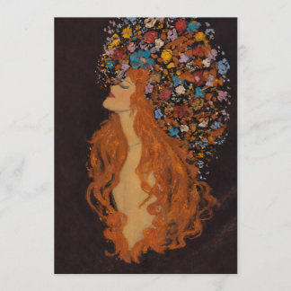 Mooie notitiekaart met bloemenmeisje op de voorkan