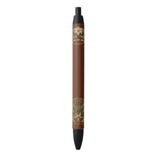Mooie Nouveau Bloem met Lelie Zwarte Inkt Pen