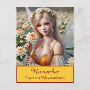 Mooie november Fairy in Chrysanten Briefkaart