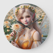 Mooie november Fairy in Chrysanten Grote Klok (Voorkant)