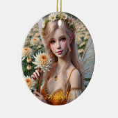 Mooie november Fairy in Chrysanten Keramisch Ornament (Rechts)
