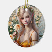 Mooie november Fairy in Chrysanten Keramisch Ornament (Links)