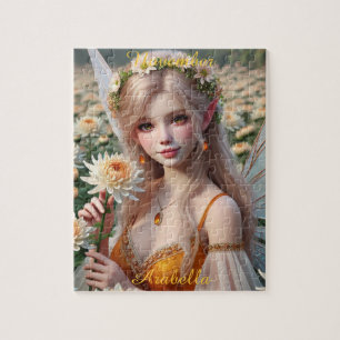 Mooie november Fairy in Chrysanten Legpuzzel