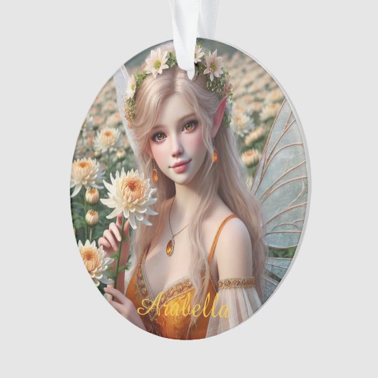 Mooie november Fairy in Chrysanten Ornament (voorkant)