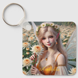 Mooie november Fairy in Chrysanten Sleutelhanger