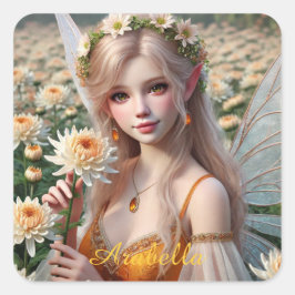Mooie november Fairy in Chrysanten Vierkante Sticker