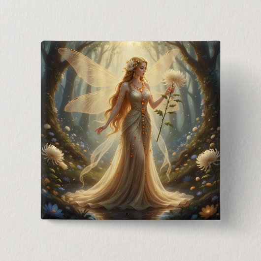 Mooie november Topaz Fairy Vierkante Button 5,1 Cm (Voorkant)