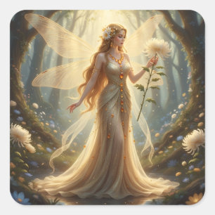 Mooie november Topaz Fairy Vierkante Sticker