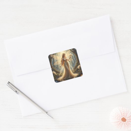 Mooie november Topaz Fairy Vierkante Sticker (Envelop)