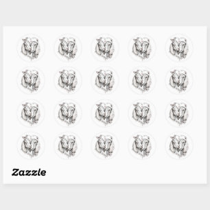 Mooie Nubische geiten verliefd schets  Ronde Sticker