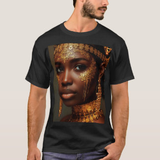 Mooie Nubische Godin in Goud T-shirt