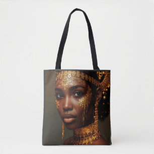Mooie Nubische Godin in Goud Tote Bag