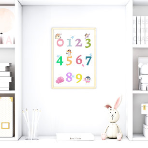 Mooie Nummer Baby Peuter Poster Educatieve Poste