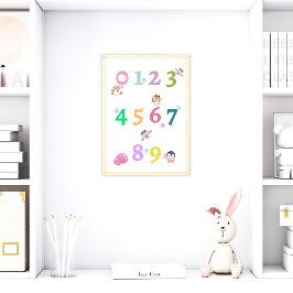 Mooie Nummer Baby Slaapkamer Poster | Educatieve P