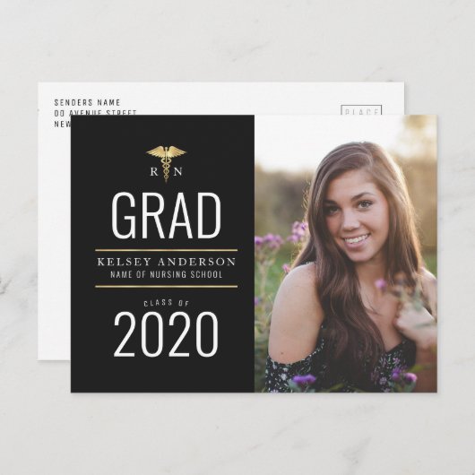 Mooie Nursing School afstuderen aankondiging Briefkaart (Voorkant / Achterkant)