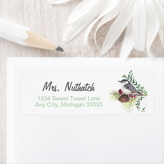 Mooie Nuthatch Art Etiket (Insitu)
