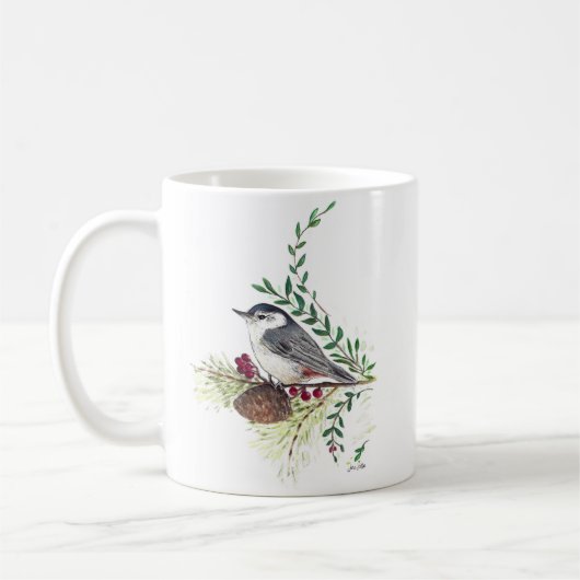 Mooie Nuthatch Bird Art Coffee Mok (Links)