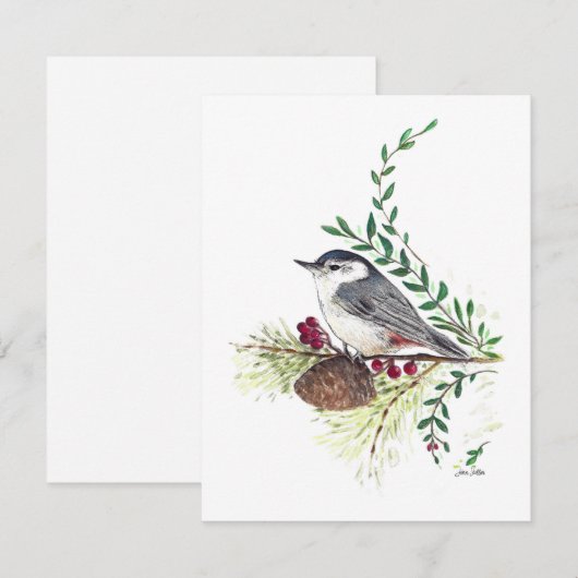 Mooie Nuthatch Waterverf Note Kaart (Voorkant / Achterkant)
