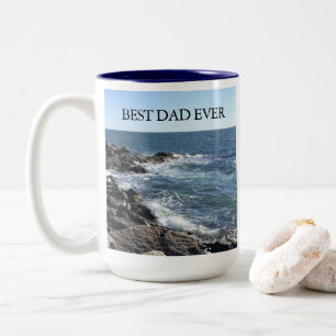 Mooie oceaafoto Beste papa ooit Zeekust Tweekleurige Koffiemok