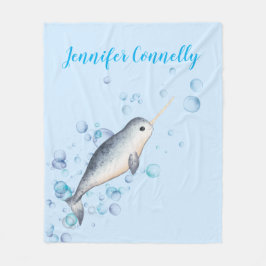 Mooie oceaan baby boy Narwhal & bubbels cadeau Fleece Deken