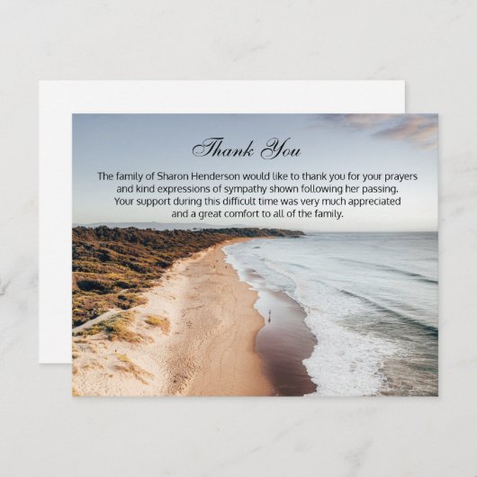 Mooie oceaan begrafenis dank u nota Kaart (Voorkant / Achterkant)
