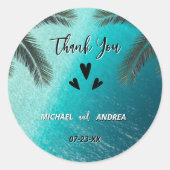 Mooie Oceaan Blauwe Zomer Strand Trouwcadeau Ronde Sticker (Voorkant)