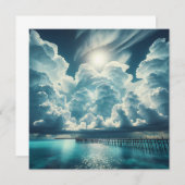 Mooie Oceaan, Dock en Fluffy Wolken (Voorkant / Achterkant)