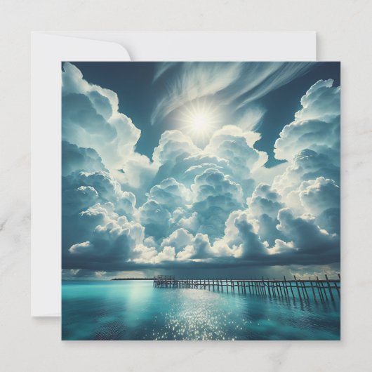 Mooie Oceaan, Dock en Fluffy Wolken (Voorkant)