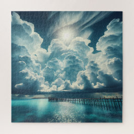 Mooie Oceaan, Dock en Fluffy Wolken Legpuzzel