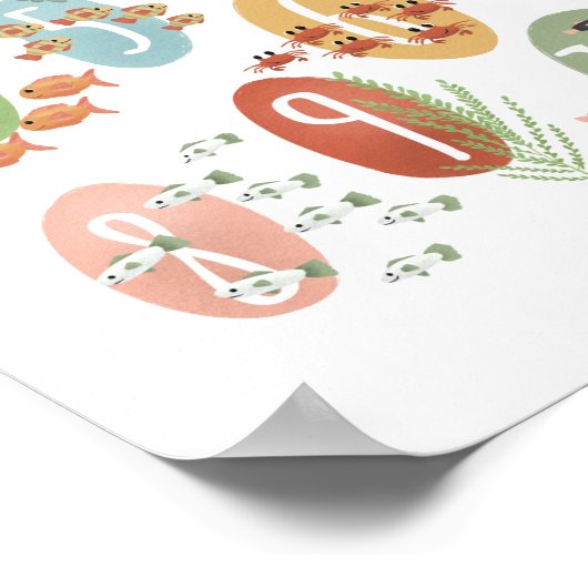 Mooie Oceaan Educatieve Cijfers Neutrale Peuterkam Poster (Hoek)