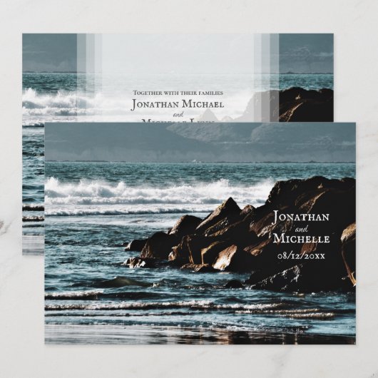 Mooie Oceaan, golven en rotsen strand bruiloft Kaart (Voorkant / Achterkant)