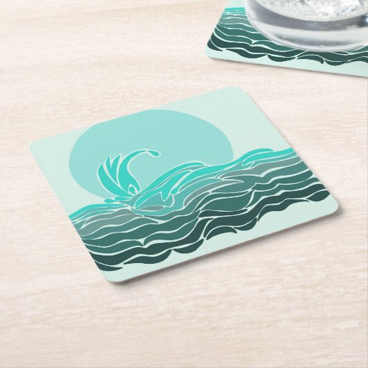 Mooie oceaan golven & zonsondergang kartonnen onderzetters (Schuin)