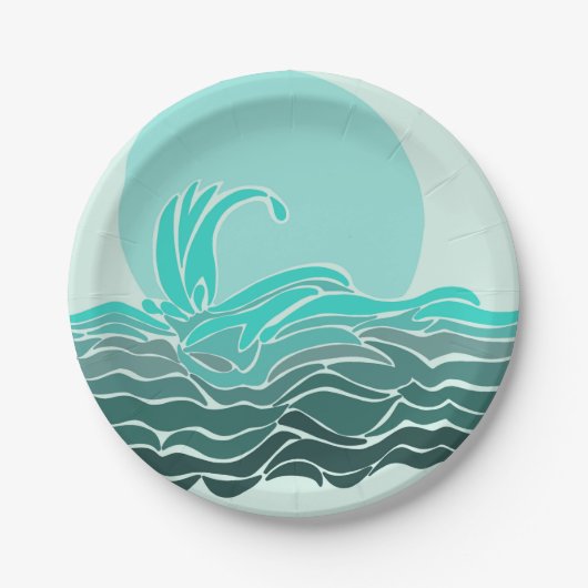 Mooie oceaan golven & zonsondergang papieren bordje (Voorkant)