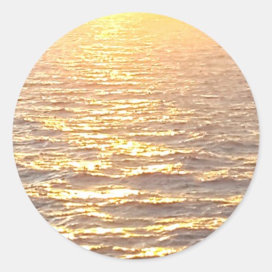 Mooie oceaan gouden uur zonsopgang ronde sticker (Voorkant)