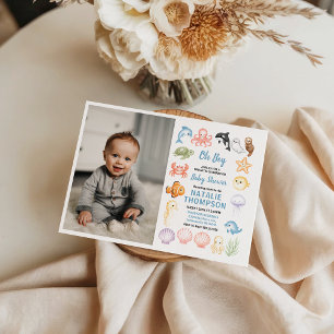 Mooie Oceaan Onder de Zee Dieren Baby Shower Kaart