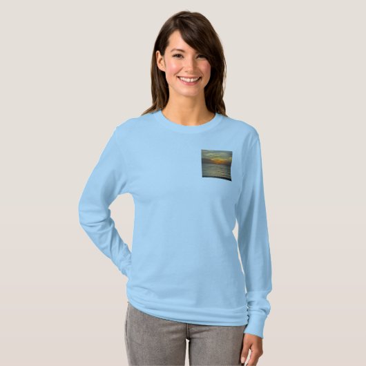 Mooie oceaan scene, blauw lange mouw, T-shirt (Voorkant volledig)