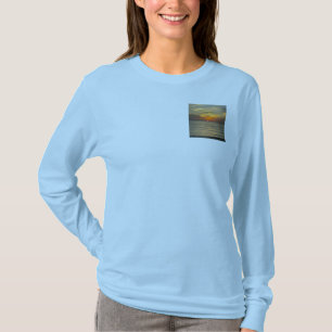Mooie oceaan scene, blauw lange mouw, T-shirt
