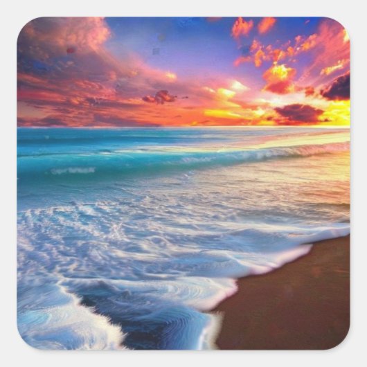 Mooie oceaan vierkante sticker (Voorkant)