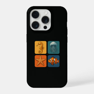 Mooie oceaandieren patroon - Zeepaardje, kwal, iPhone 15 Pro Case