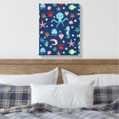 Mooie oceaandierenpatroon canvas afdruk (Insitu (Slaapkamer))