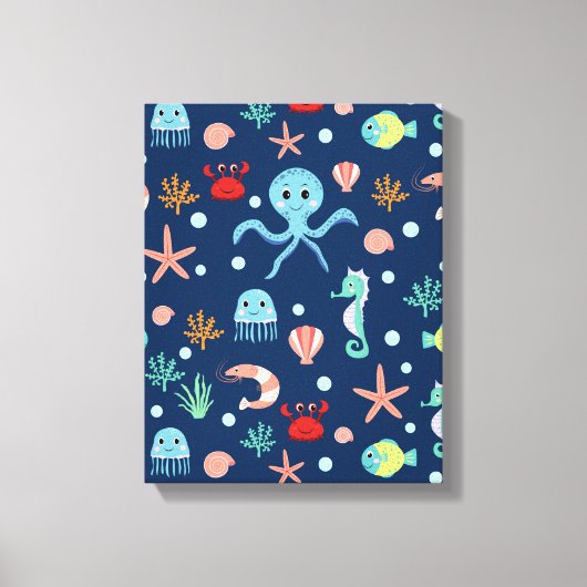 Mooie oceaandierenpatroon canvas afdruk (Voorkant)