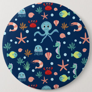 Mooie oceaandierenpatroon ronde button 6,0 cm