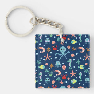 Mooie oceaandierenpatroon sleutelhanger