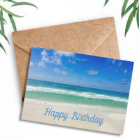 Mooie oceaanfoto Aangepast strand Happy Birthday