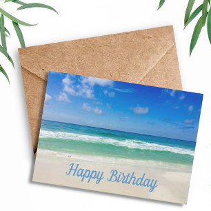 Mooie oceaanfoto Aangepast strand Happy Birthday Kaart