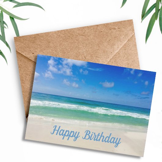 Mooie oceaanfoto Aangepast strand Happy Birthday Kaart